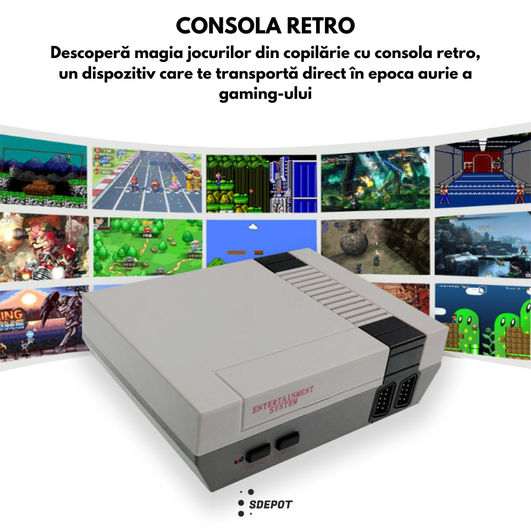 Consola retro SDEPOT®, cu 620 de jocuri incluse, 4 butoane