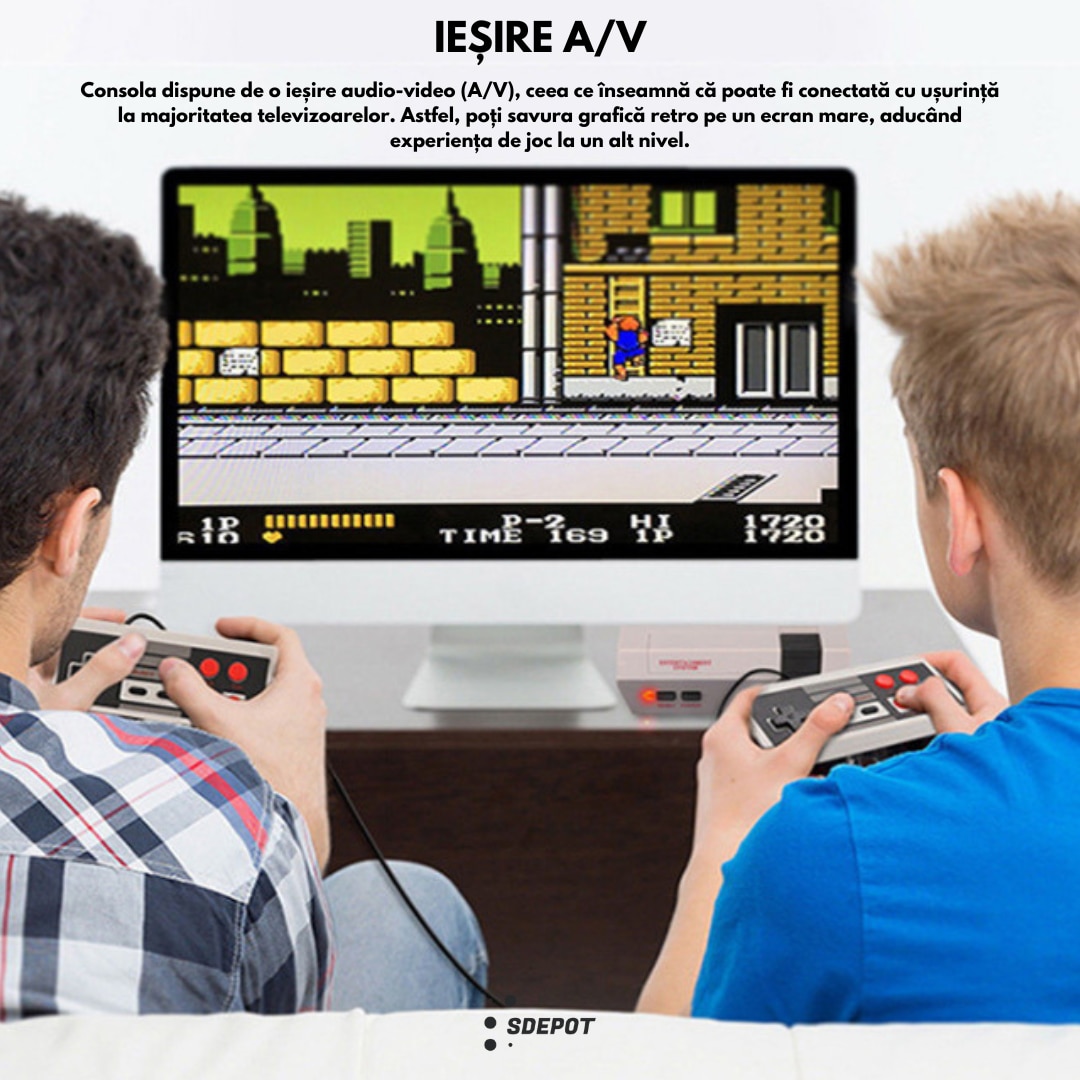 Consola retro SDEPOT®, cu 620 de jocuri incluse, 4 butoane