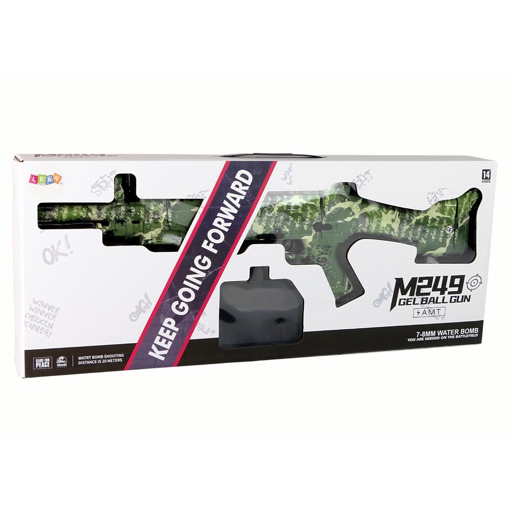 Pistol cu bile de apa, LEAN TOYS, 76cm, 5000 bile, camuflaj verde