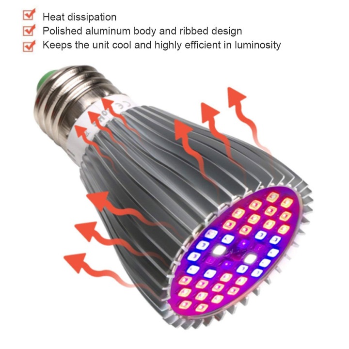 LED növényi lámpa, 5730, 150 LED, többszínű, 12x12x15cm