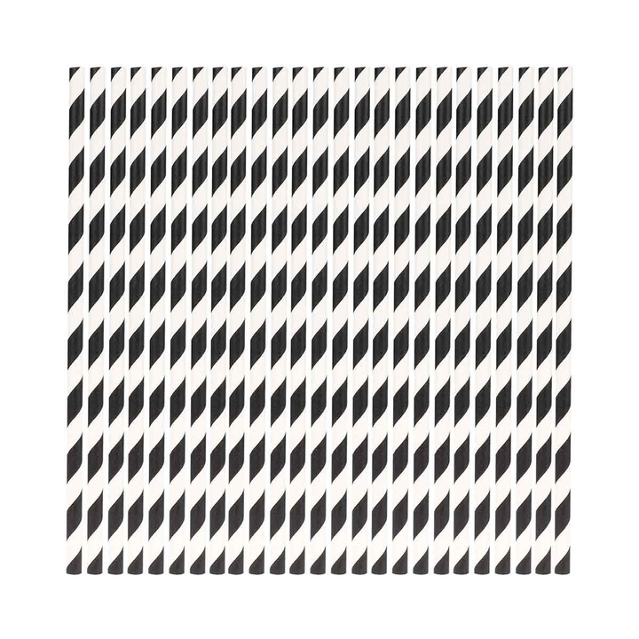 Paie de baut ecologice cu dungi, design alb-negru pentru sarbatori sustenabile, hartie alimentara, durabile si rezistente, perfecte pentru petreceri si evenimente (pachet de 25)