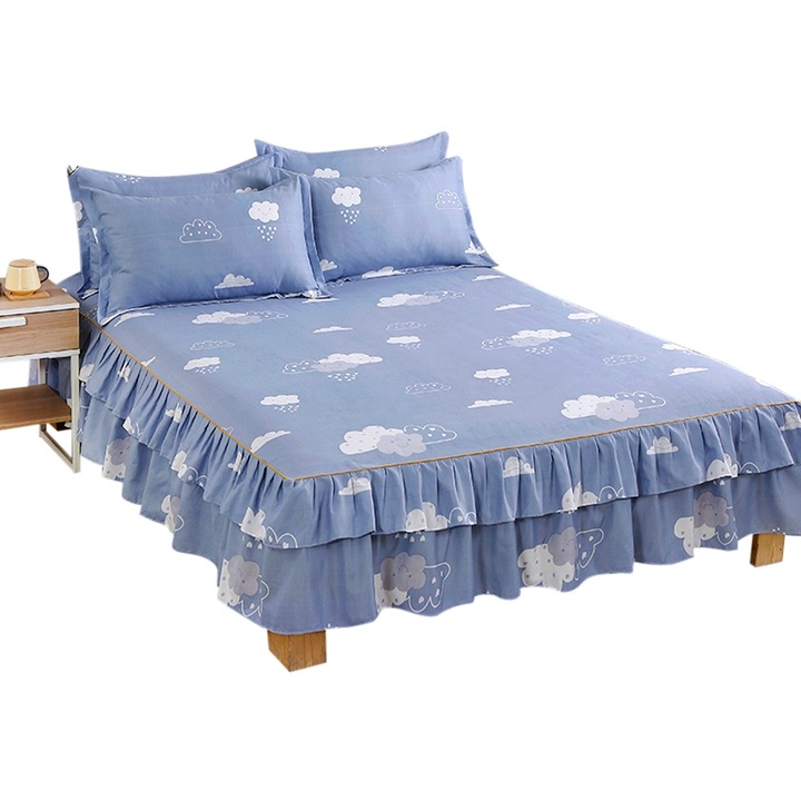 Jormftte ágyneműhuzat, 150x200cm ágyszoknya, 2 db 48x74cm párnahuzat, csipkeminta, kényelmes