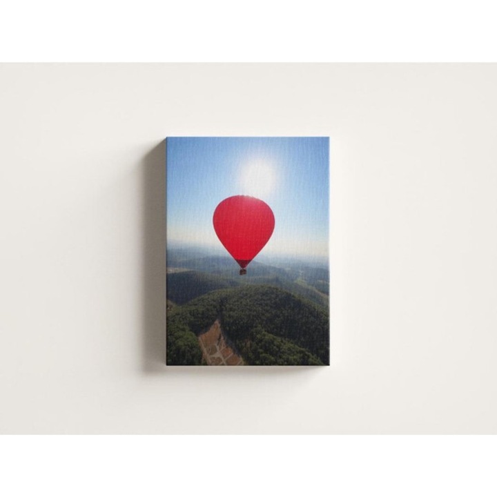 Картина на платно - Червен балон, летящ над планини - 30x50 см