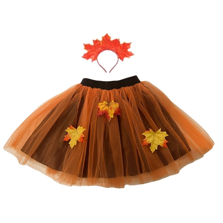Парти комплект Autumn Fairy, пола и лента за глава с листа, 3-6 години, Funny Party Team®