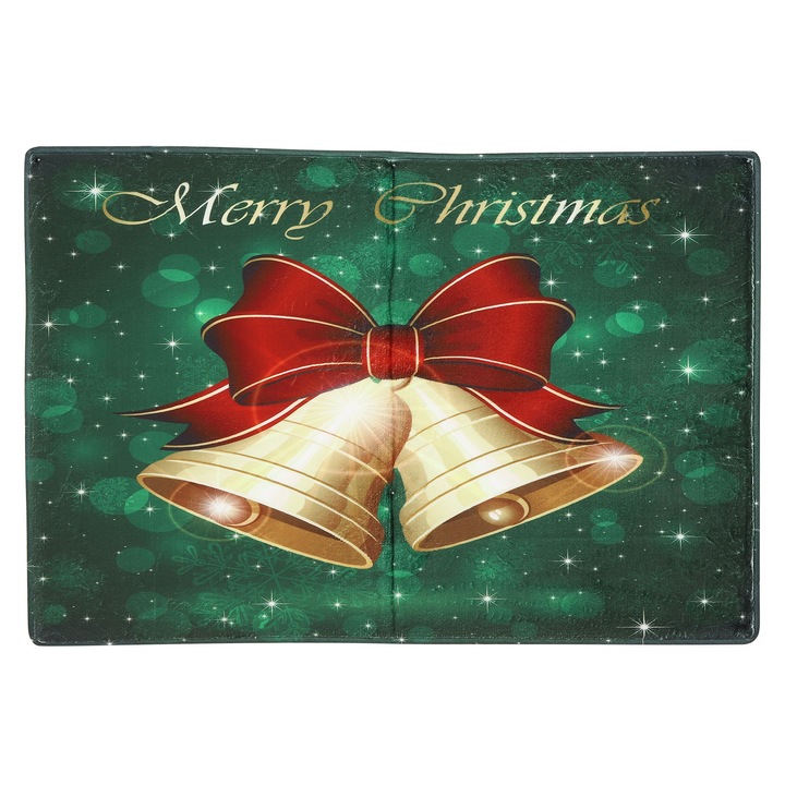 Килим с коледна камбанка, неплъзгащ се, 90x60 см, зелен