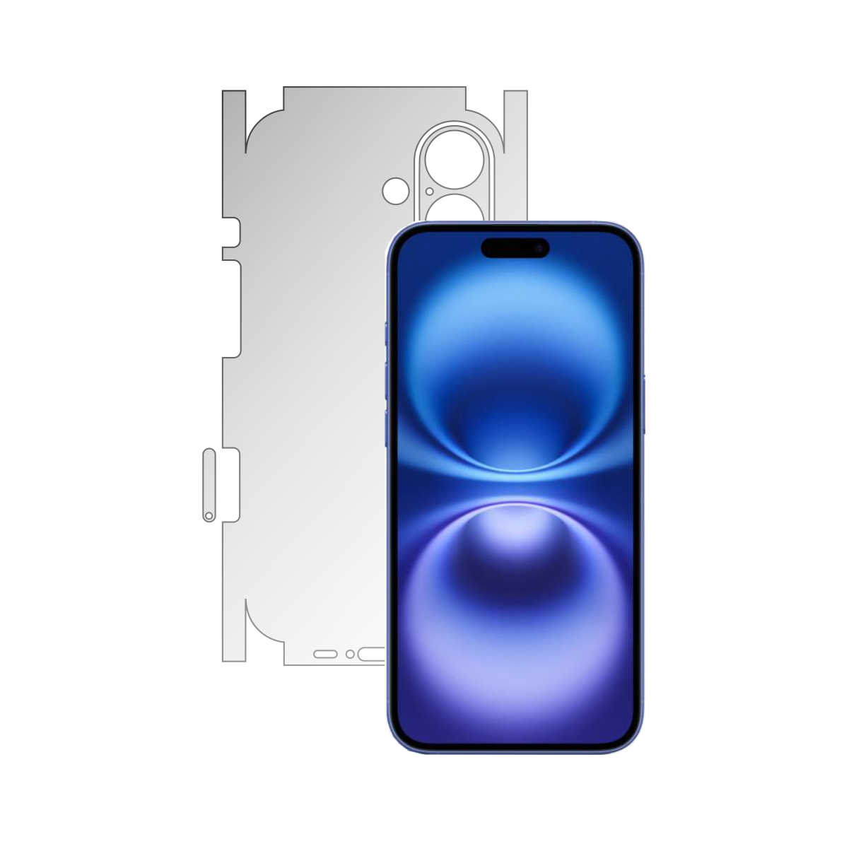 Folie Protectie Spate iSkinz Matte pentru Apple iPhone 16 - Invisible Skinz Matte, 360 Cut, Siliconica Mata Anti-Amprenta, Anti-Reflex pentru Carcasa Spate si Laterale, Skin Adeziv Transparent