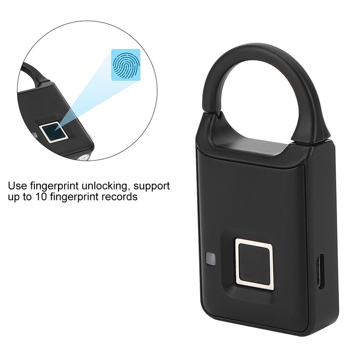 Интелигентна брава с пръстови отпечатъци, longziming, капацитет за 10 пръстови отпечатъка, цинк, 62x30 mm