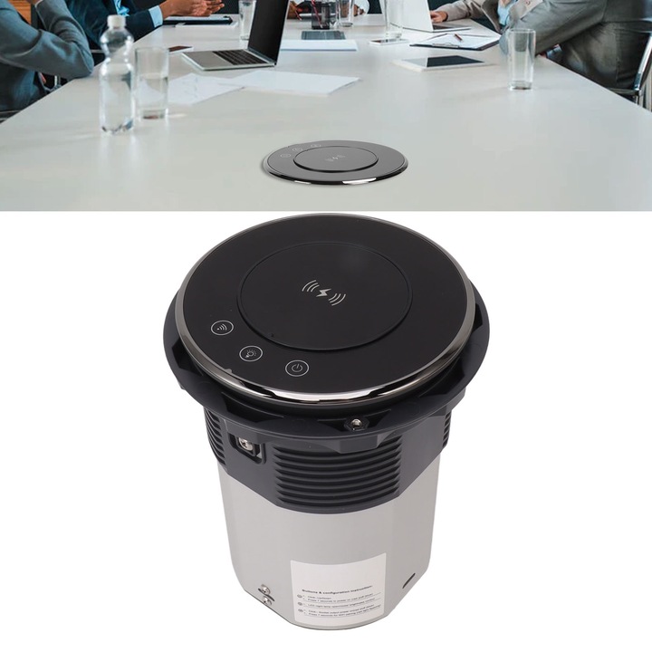 Smart pop-up контакт, longziming, 3 контакта, 2 USB порта, безжично зареждане, IP65, размери 189x150mm