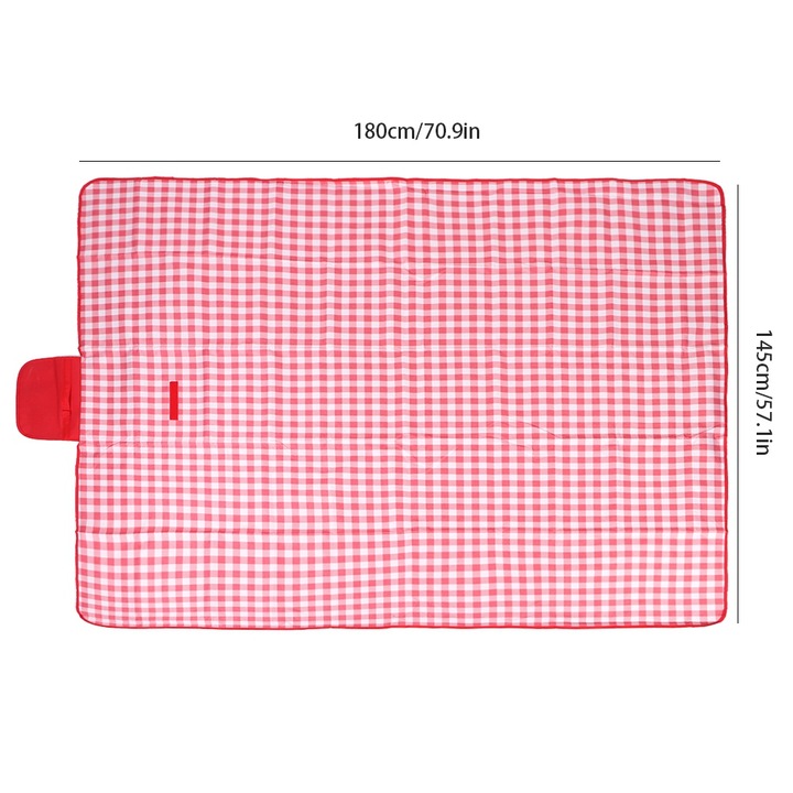 Постелка за пикник Longziming, 145x180 см, водоустойчива, с жълт кариран мотив