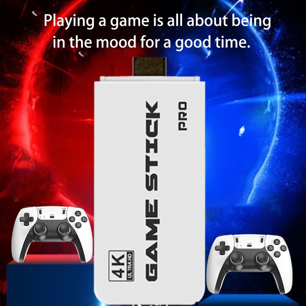 Consola retro Planet Tech M15 4K Pro Game Stick, 64 GB, 30.000 de jocuri video, 9 emulatori, 2x controler wireless 2,4 GHz