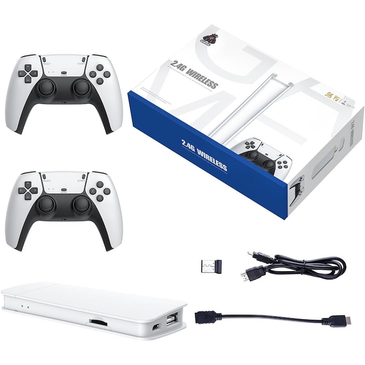 Игрова конзола Retro Console Planet Tech M15 4K Pro Game Stick, 64GB, 30 000 видео игри, 9 емулатора, 2x безжичен контролер 2,4 GHz