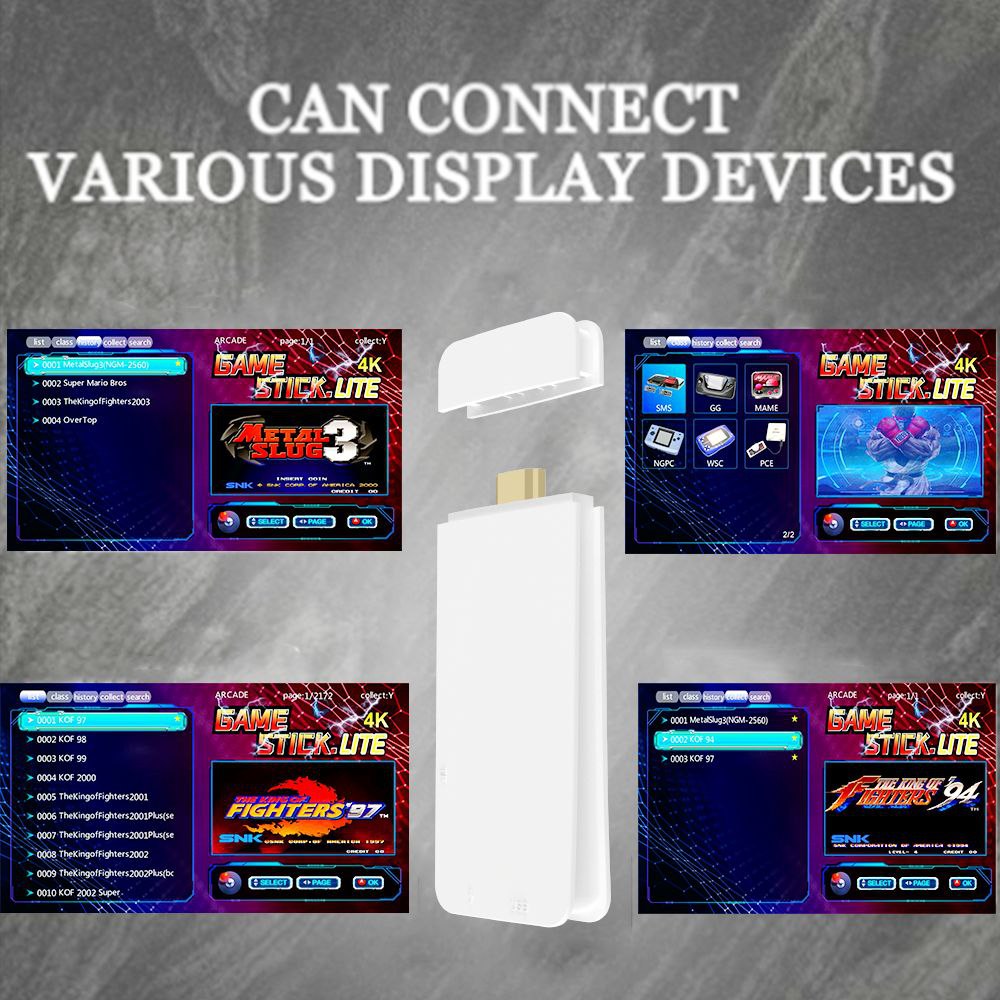 Consola retro Planet Tech M15 4K Pro Game Stick, 64 GB, 30.000 de jocuri video, 9 emulatori, 2x controler wireless 2,4 GHz