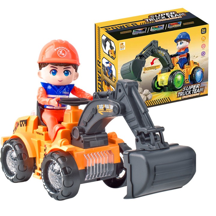 Gyerekjáték traktor, Kupisi, Musical, Mozgó, Narancs színű