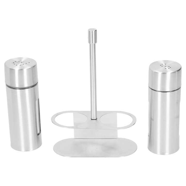 Комплект 304 контейнера за подправки от неръждаема стомана със стойка, 4x11,6 см, височина 16 см