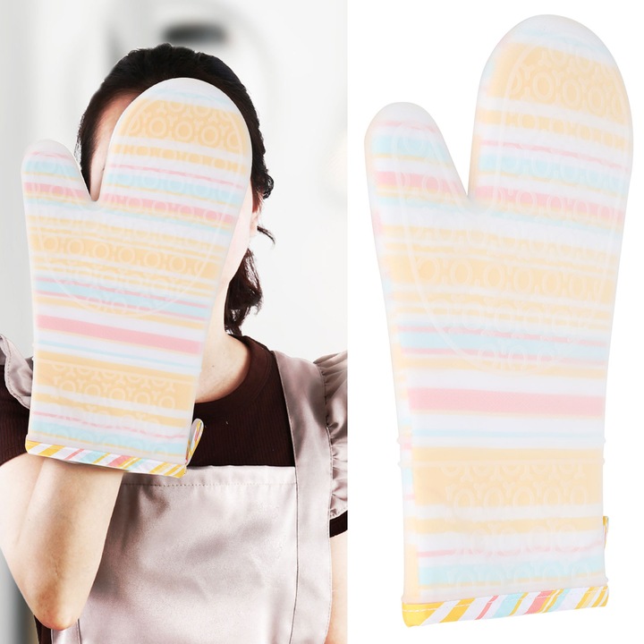 Konyhai kesztyű, longziming, hőálló, vízálló, 18,5x29,5 cm, többszínű