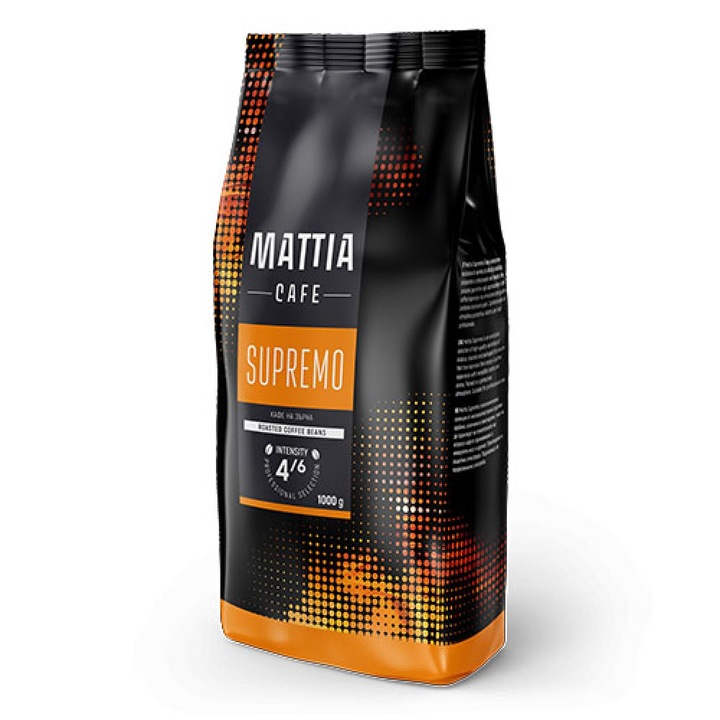 Кафе на зърна MATTIA Cafe Supremo, 100 % арабика, 4/6 интензитет, 1 кг