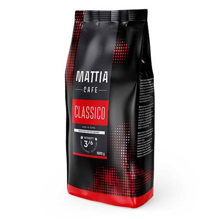 Кафе на зърна MATTIA Cafe Classico, 60 % арабика, 40 % робуста, 3/6 интензитет, 1 кг