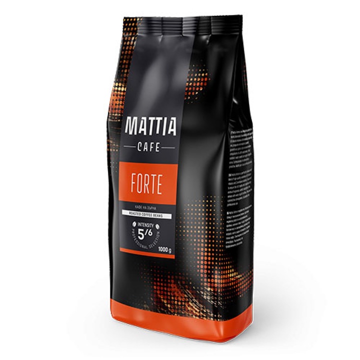 Кафе на зърна MATTIA Cafe Forte, 80 % робуста, 20 % арабика, 5/6 интензитет, 1 кг