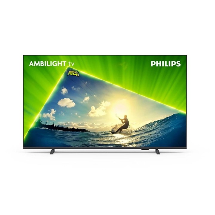Телевизор Philips, 55PUS8209/12, 55", 4K, Ultra HD QLED, 3840x2160, 60Hz, Ambilight 3, Pixel Precise UHD, HDR+, Titan OS, Dolby Atmos Черен