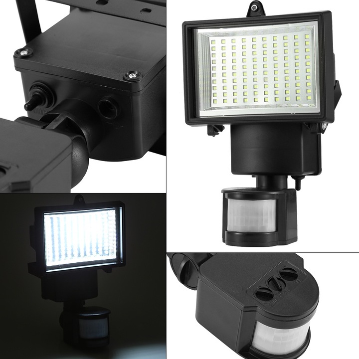 Комплект от 2 LED соларни лампи, Mmgoqqt, алуминий, 25x23x21 см, сензор за движение
