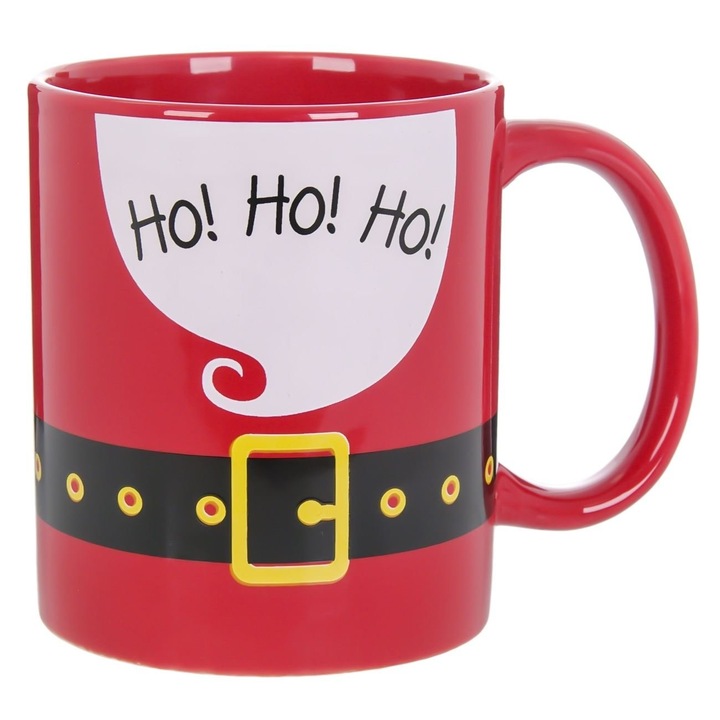 Cana Craciun Ceramica, Model Curea, Rosu, Capacitate 320ml, D 8cm x H 10cm