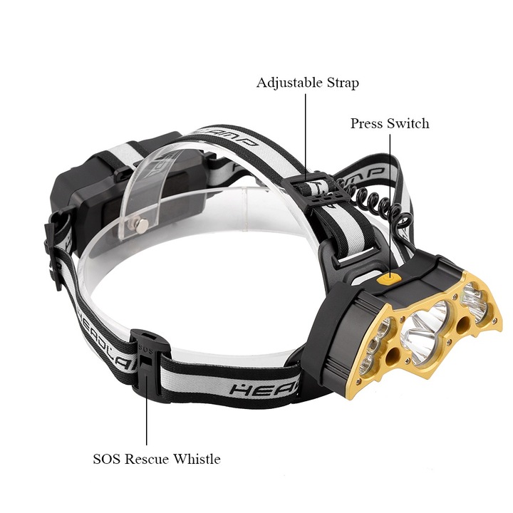 Jormftte 7 LED USB zseblámpa, 5 világítási mód, arany, 10x4,5cm