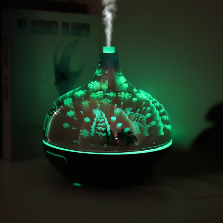 Jormftte 400 ml-es LED-es 7 színű légpárásító, 3D-s kialakítás, 16x16,5 cm