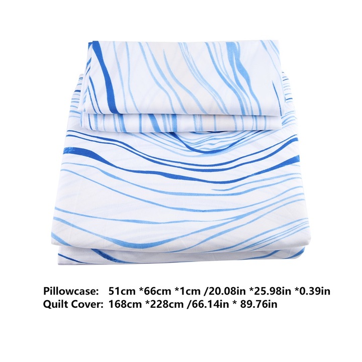 3 részes ágyneműgarnitúra, Jormftte, poliészter, hullámos kék, ikerméret
