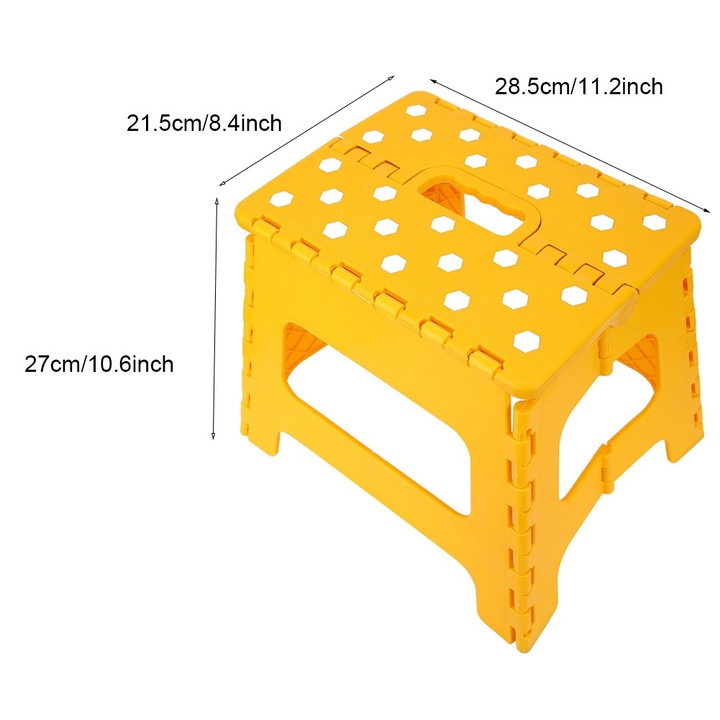 Jormftte összecsukható sámli, hordozható, csúszásmentes kialakítás, 28,5x21,5x27 cm, sárga
