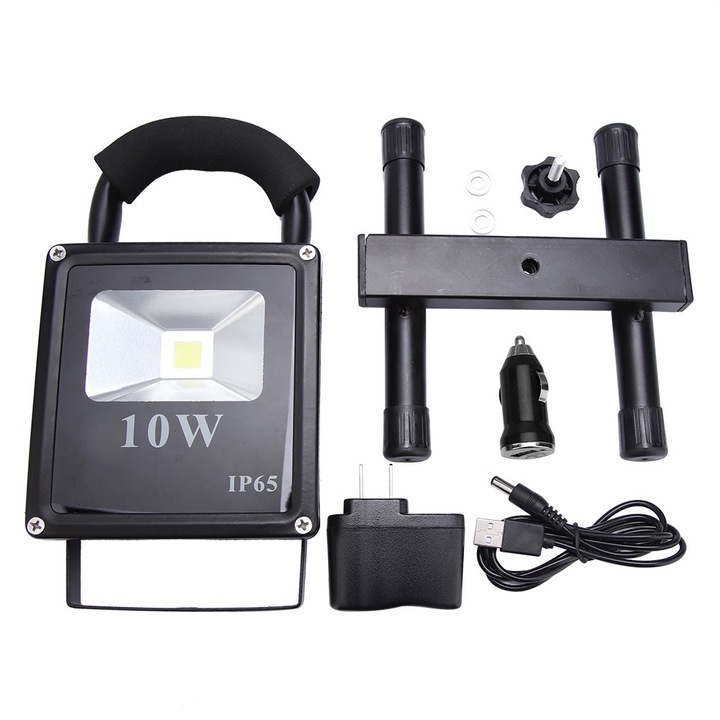 Jormftte 10W hordozható lámpa, IP68, állítható, fekete, 125x165x260mm