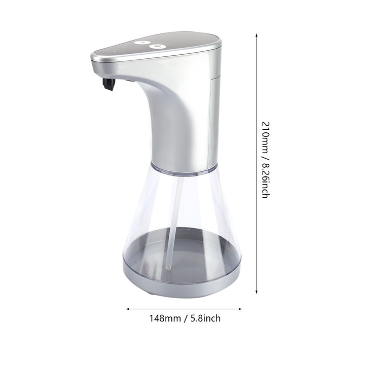 Automata Jormftte habszappan adagoló, űrtartalom 520 ml, ezüst, konyhába és fürdőszobába