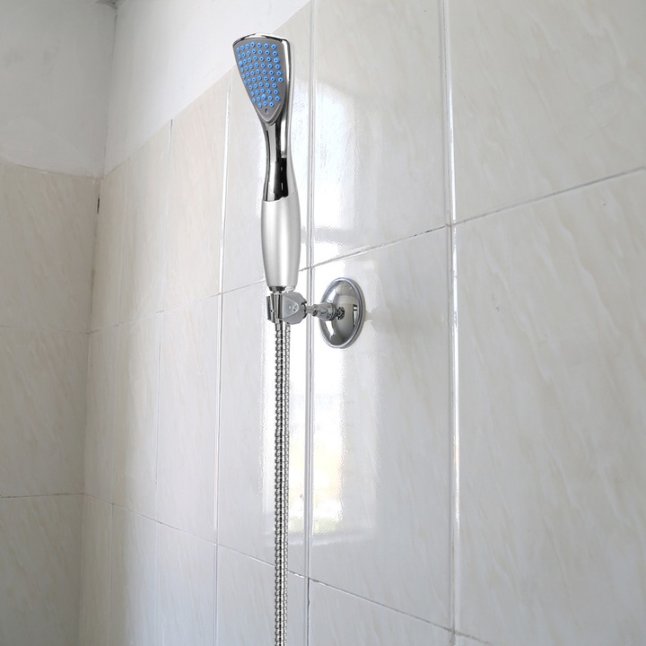 Zuhanytartó tapadókoronggal, Jormftte, 360°-ban állítható, ABS, ezüst, 10,5x8,6 cm