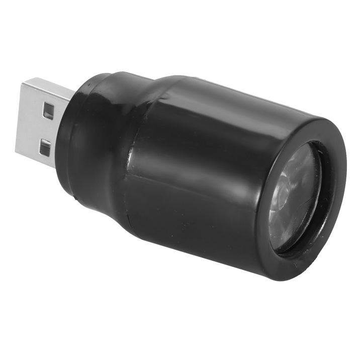 Jormftte LED éjjeli lámpa, 5V, 1W, műanyag, fekete, mérete 25x50mm, USB tömlő nélkül