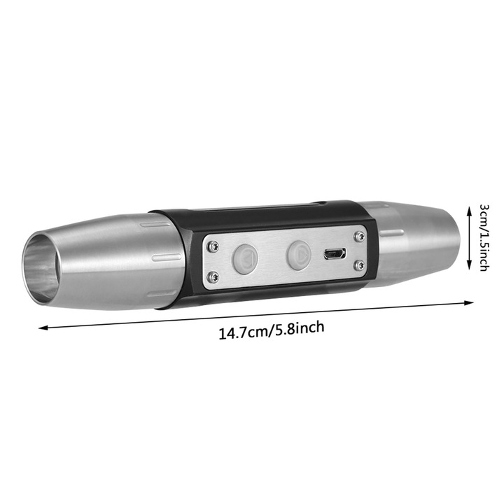 Фенерче Jormftte с 4 източника на светлина, USB презареждаемо, 14.2x2.8x2.8cm, лилаво, бяло, жълто