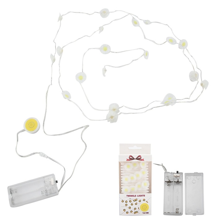 2m 20LED meleg fehér virág stílusú LED-es fényfüzér otthoni ünnepi dekorációhoz