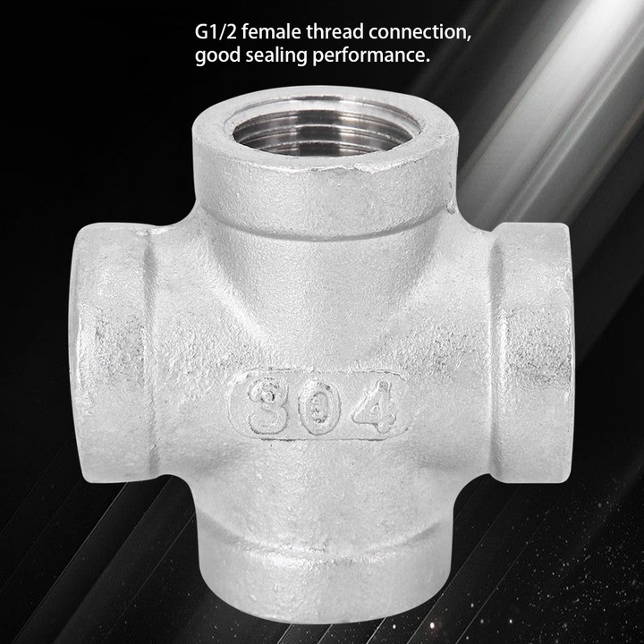 G1/2 rozsdamentes acél 4-utas menetes csőcsatlakozó adapter csőszerelvények
