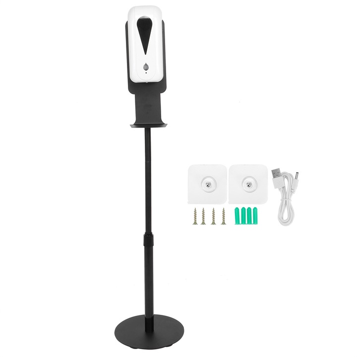 Függőleges szappanadagoló, Jormftte, űrtartalom 1500 ml, fekete, rozsdamentes acél és műanyag, állítható magasság 95-145 cm