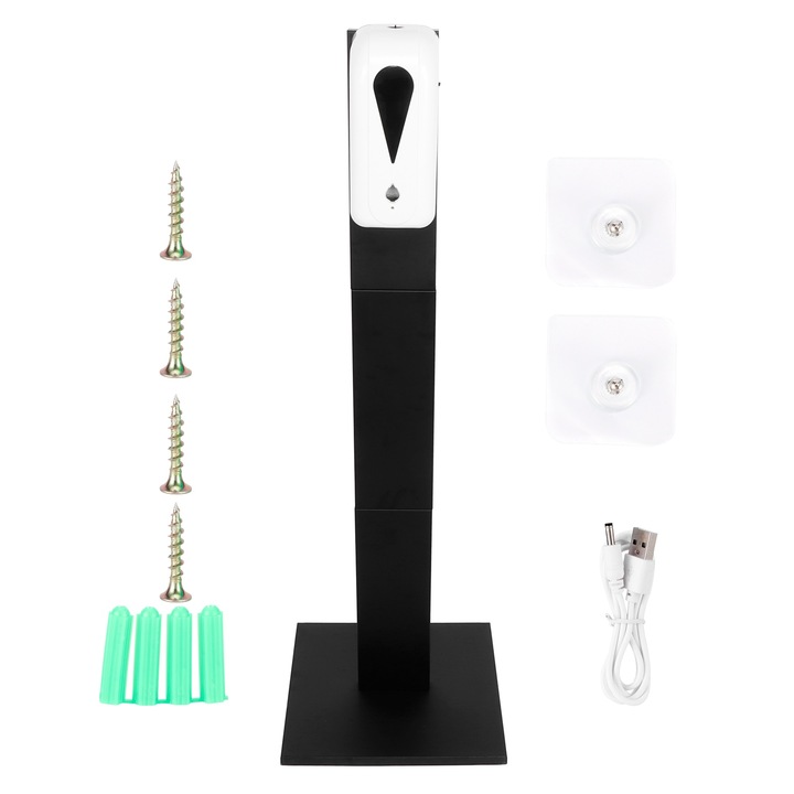 Jormftte intelligens szappanadagoló, űrtartalom 1500 ml, fekete, magasság 122 cm, tartóra vagy falra szerelhető