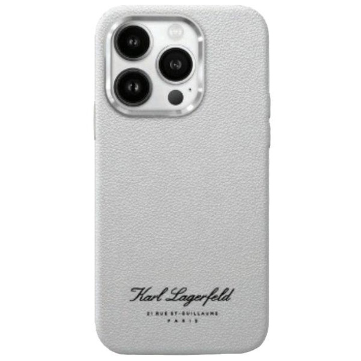 Telefontok, Karl Lagerfeld, TPU / polikarbonát / ökobőr, iPhone 16-hoz, szürke