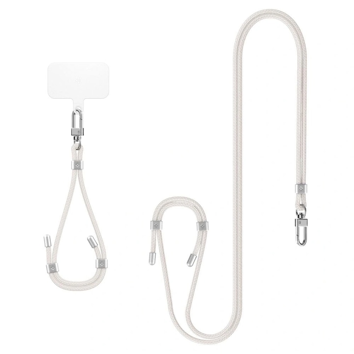 2 db telefontartozék készlet, Spigen Crossbody és Wrist, 790mm és 220mm, fehér
