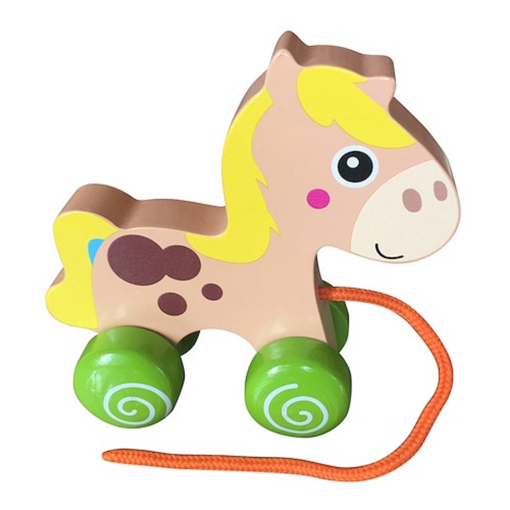 Jucarie de tras Smily Play, calut din lemn, 18luni+, multicolor