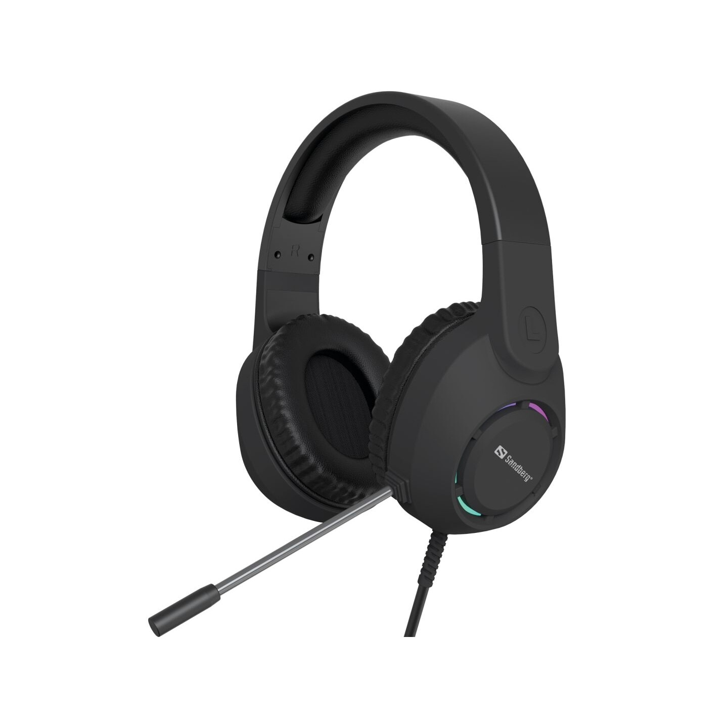 Casti cu fir Sandberg BossBlaster, microfon, RGB, negru, 2m