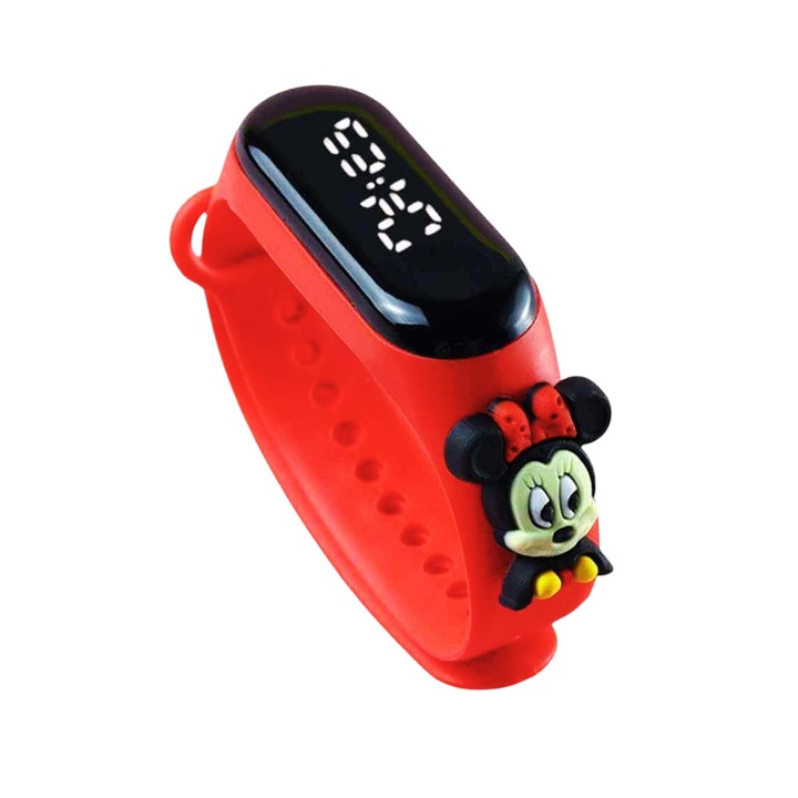 Ceas pentru copii, display LED, Mini Mouse, rosu