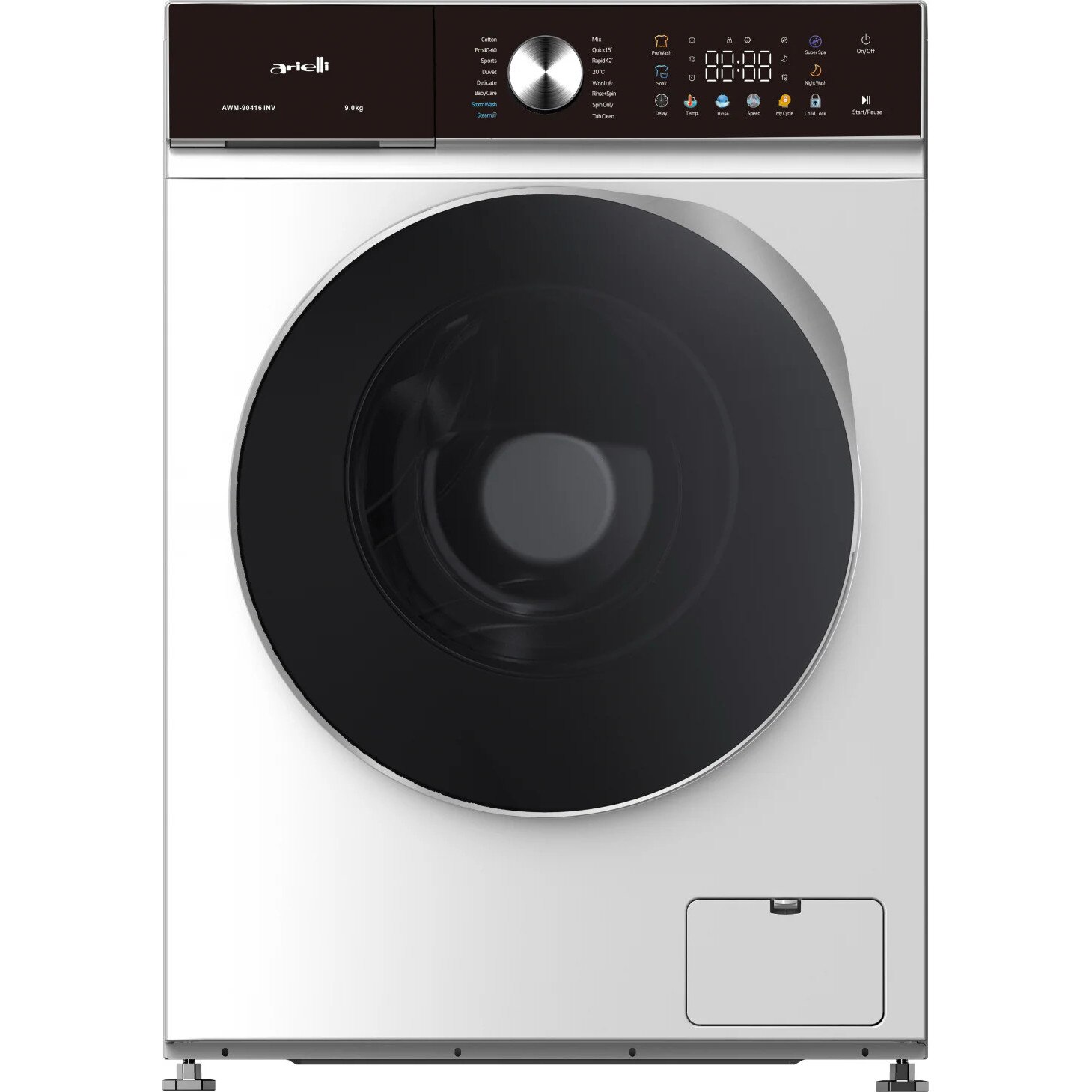Masina de spalat rufe ARIELLI AWM-90416 INV, motor Inverter, clasa A, 16 programe de spalare, pornire intarziata, Alba