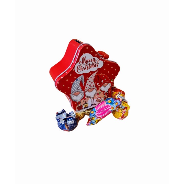 Bomboane Bucuria, Pusculita stea cu decor de iarna, gnomi, 200g