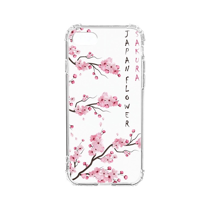 BestCase® Husa Anti Shock 1.5MM, compatibila cu Apple iPhone SE 3 / iPhone SE 2 / iPhone 8 / iPhone 7, Cherry Blossom, Air cushion Technology, AS 1394