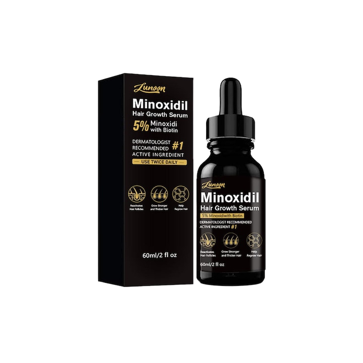 LUNOON Hajnövesztő szérum, Minoxidil 5%, serkenti a hajnövekedést, 60ML