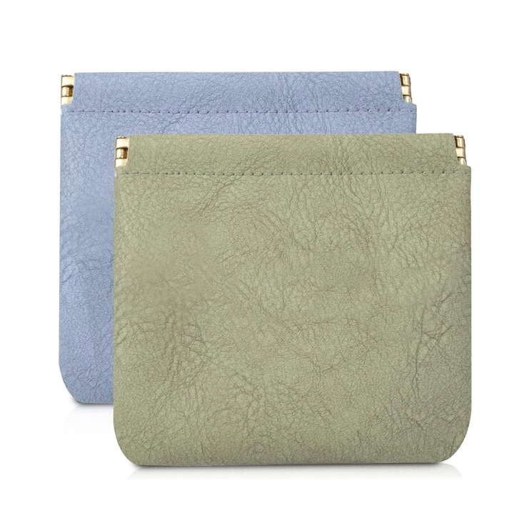 Set 2 Portfarduri Cosmetice, Hoyecl, Piele PU Waterproof, Design Fara Fermoar, 12x11.5cm