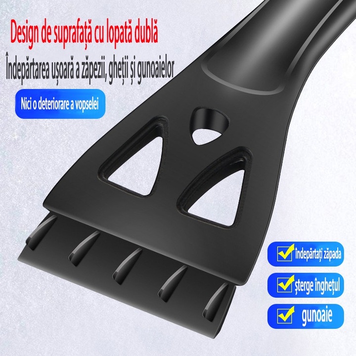 Perie de zapada pentru parbriz auto, cu racleta detasabila, maner ergonomic din spuma, ABS rezistent, albastra