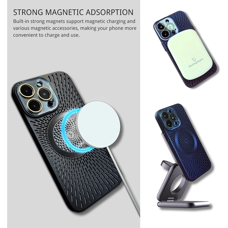 Husa telefon magnetic pentru iPhone 16 Pro, design cu racire, protectie completa la cadere, culoare transparenta